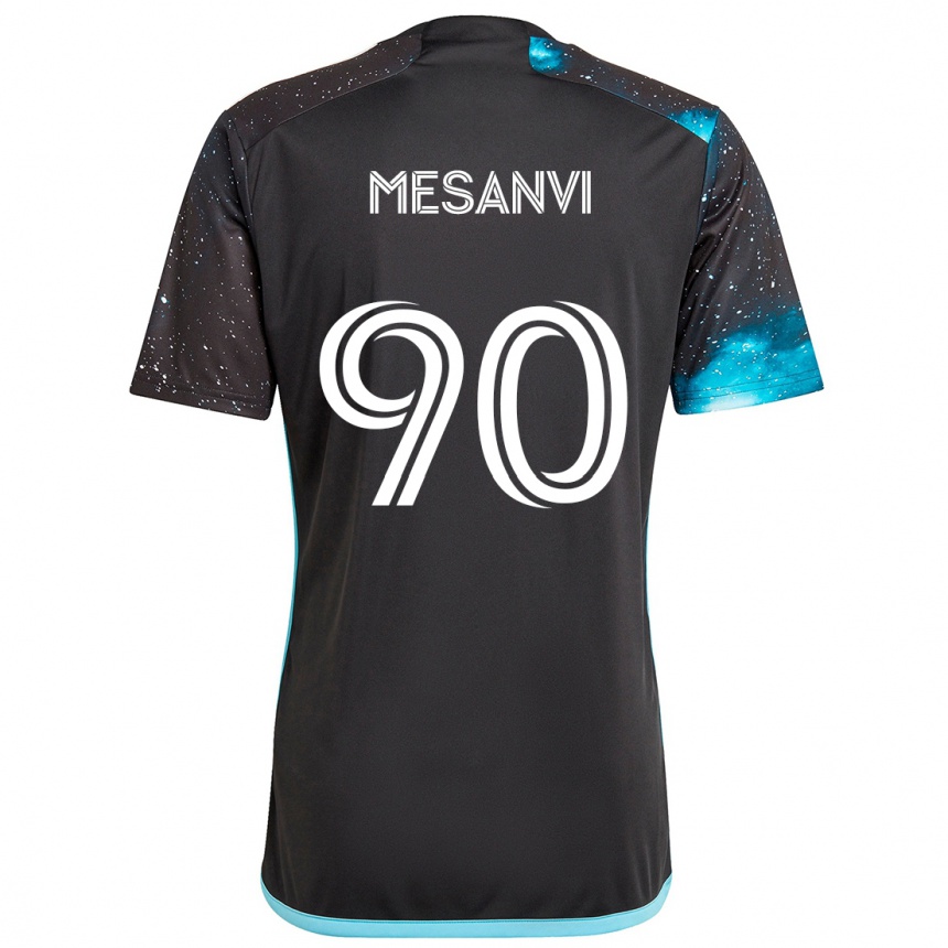 Vaikiškas Loïc Mesanvi #90 Juoda Mėlyna Namų Marškinėliai 2024/25 T-Shirt