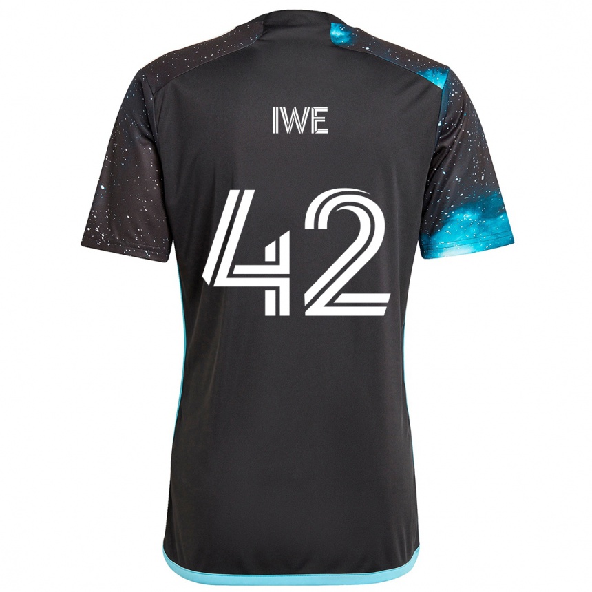 Vaikiškas Emmanuel Iwe #42 Juoda Mėlyna Namų Marškinėliai 2024/25 T-Shirt