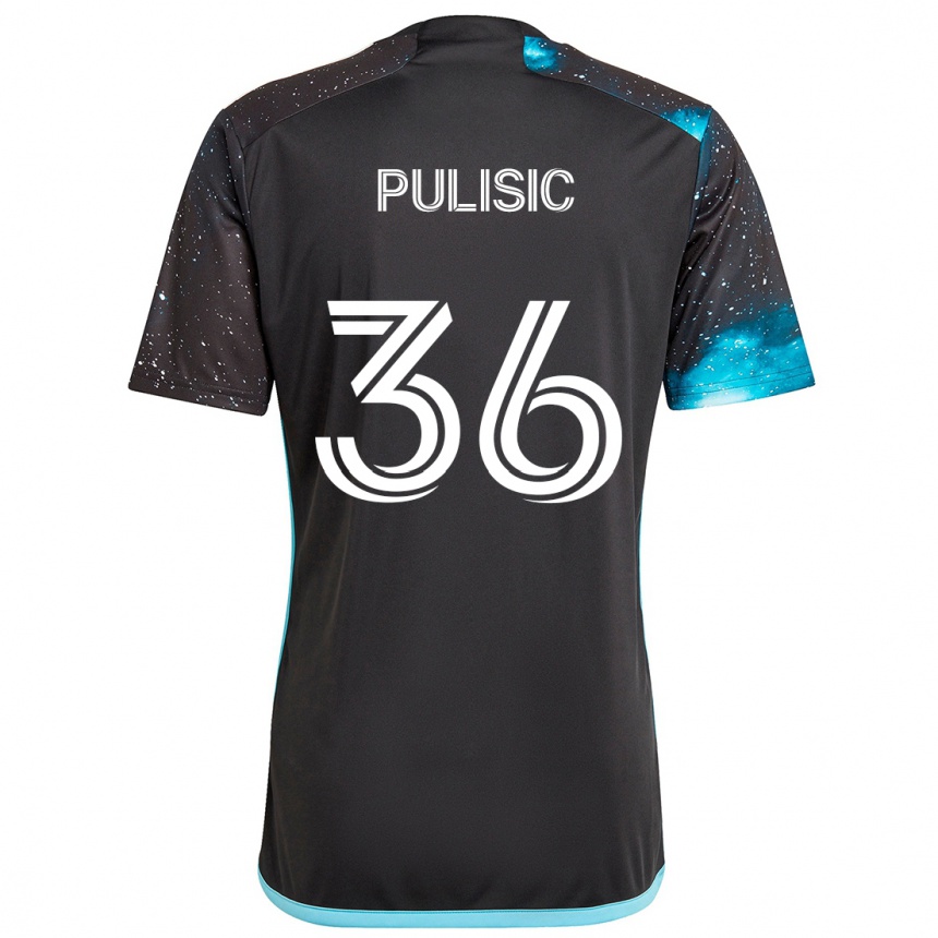 Vaikiškas Will Pulisic #36 Juoda Mėlyna Namų Marškinėliai 2024/25 T-Shirt