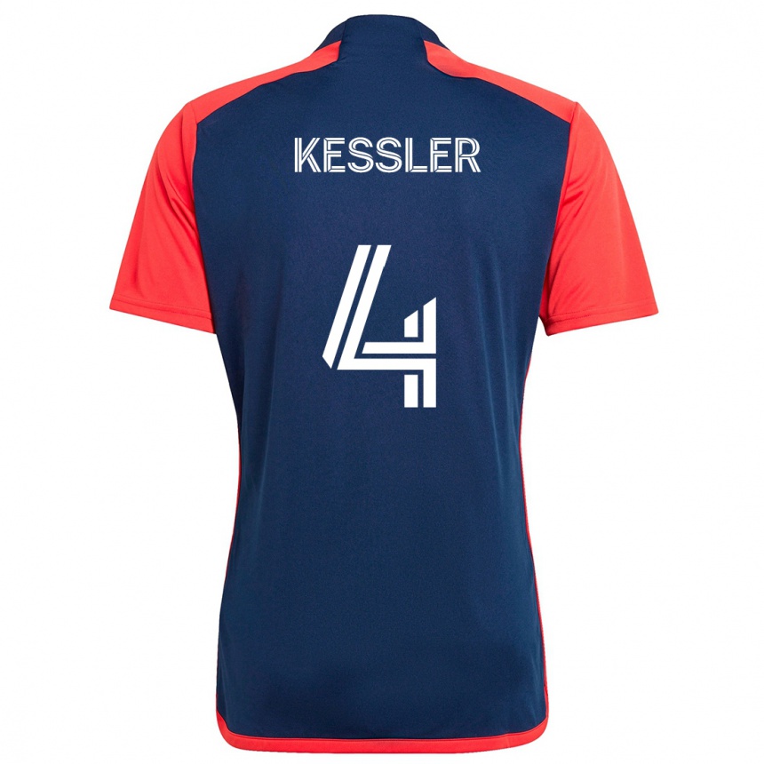 Vaikiškas Henry Kessler #4 Mėlyna Raudona Namų Marškinėliai 2024/25 T-Shirt