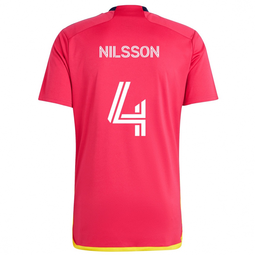 Vaikiškas Joakim Nilsson #4 Raudona Melyna Namų Marškinėliai 2024/25 T-Shirt