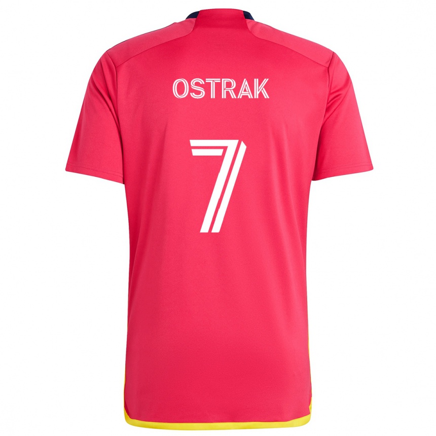 Vaikiškas Tomás Ostrák #7 Raudona Melyna Namų Marškinėliai 2024/25 T-Shirt