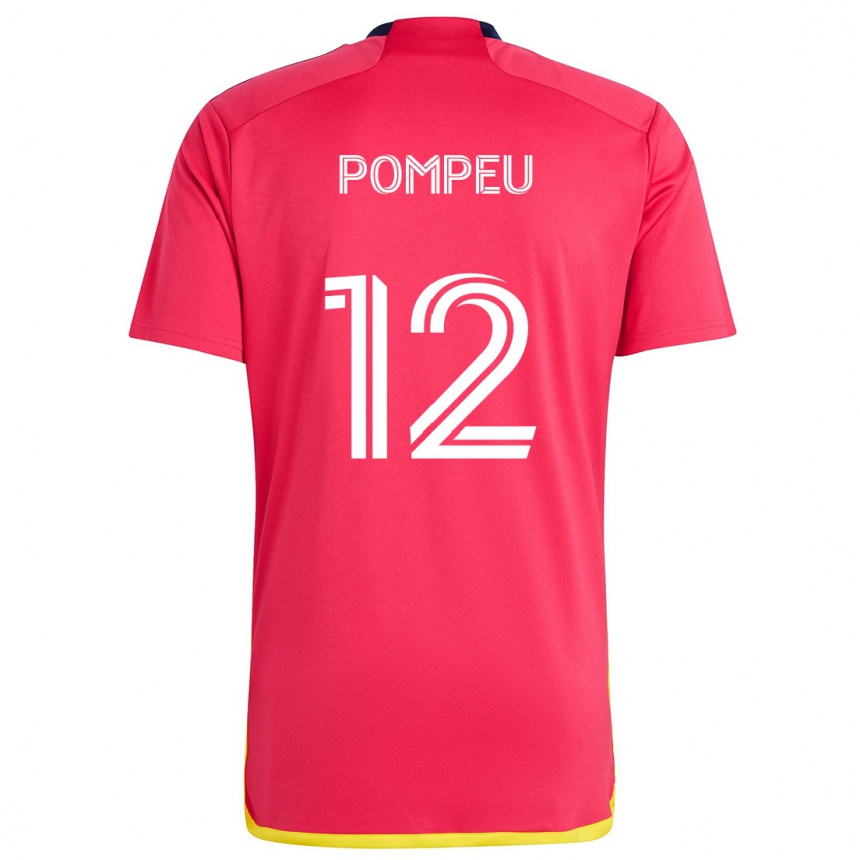 Vaikiškas Célio Pompeu #12 Raudona Melyna Namų Marškinėliai 2024/25 T-Shirt