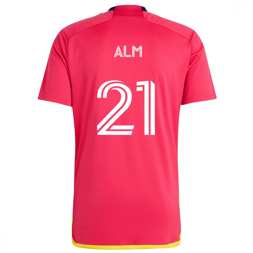 Vaikiškas Rasmus Alm #21 Raudona Melyna Namų Marškinėliai 2024/25 T-Shirt