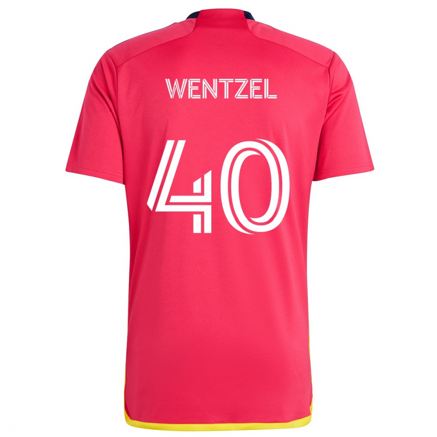 Vaikiškas Michael Wentzel #40 Raudona Melyna Namų Marškinėliai 2024/25 T-Shirt