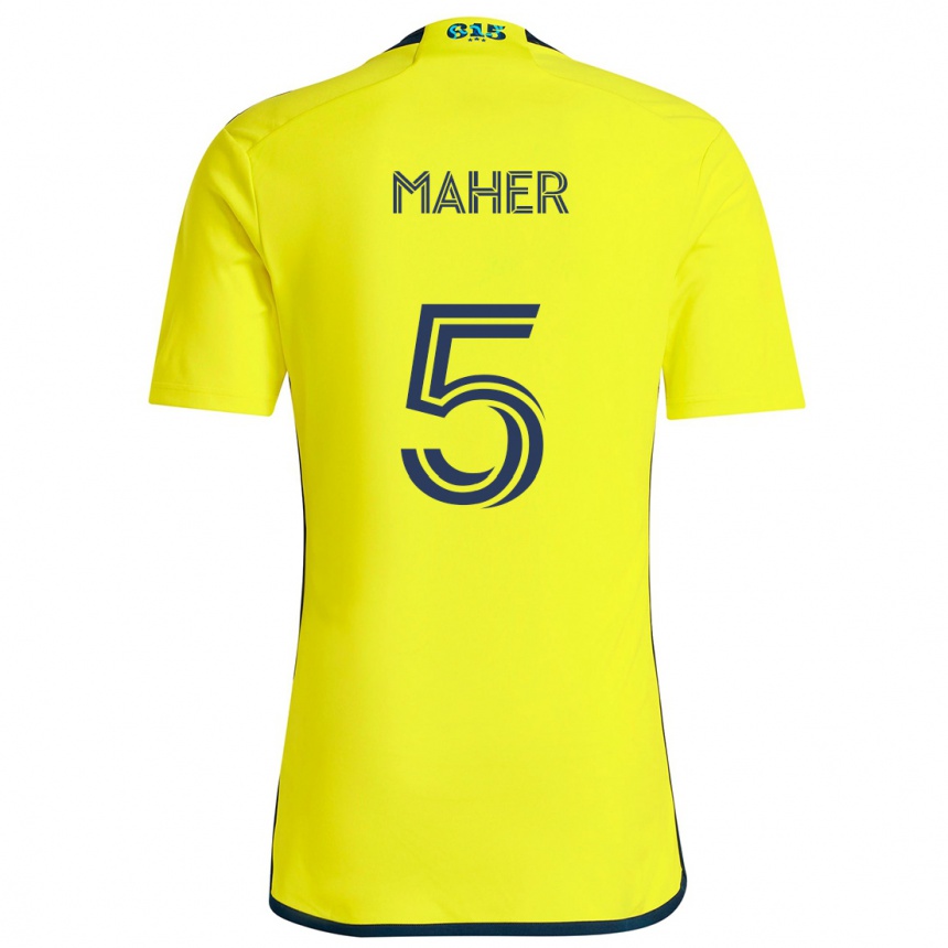 Vaikiškas Jack Maher #5 Geltona Mėlyna Namų Marškinėliai 2024/25 T-Shirt