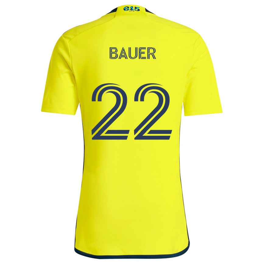 Vaikiškas Josh Bauer #22 Geltona Mėlyna Namų Marškinėliai 2024/25 T-Shirt