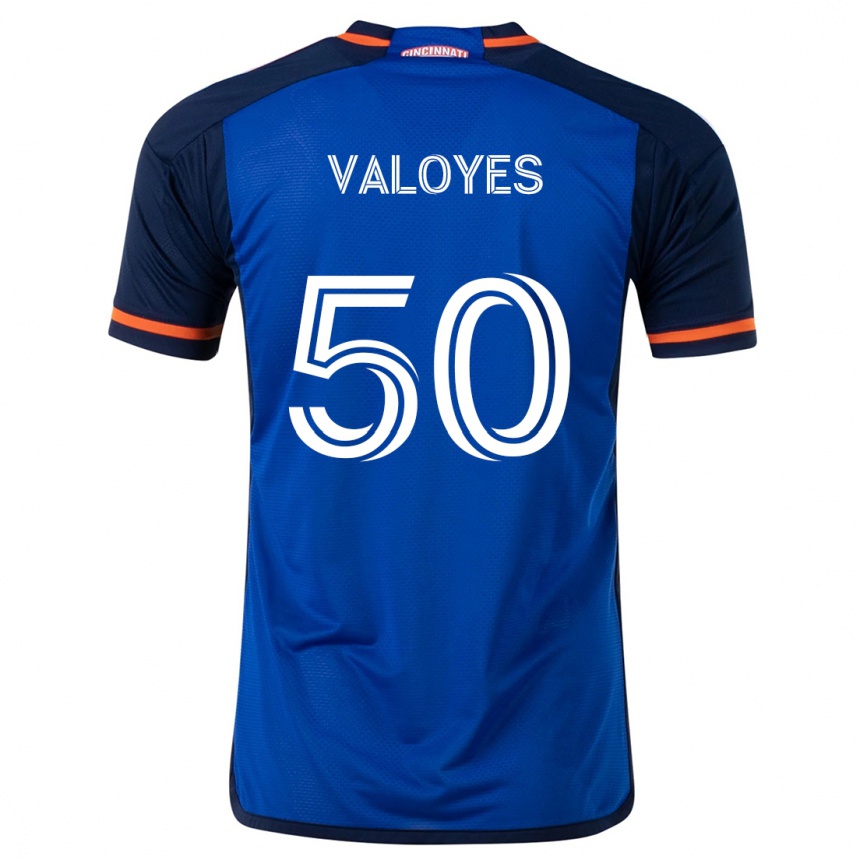 Vaikiškas Yeiner Valoyes #50 Mėlyna Balta Namų Marškinėliai 2024/25 T-Shirt