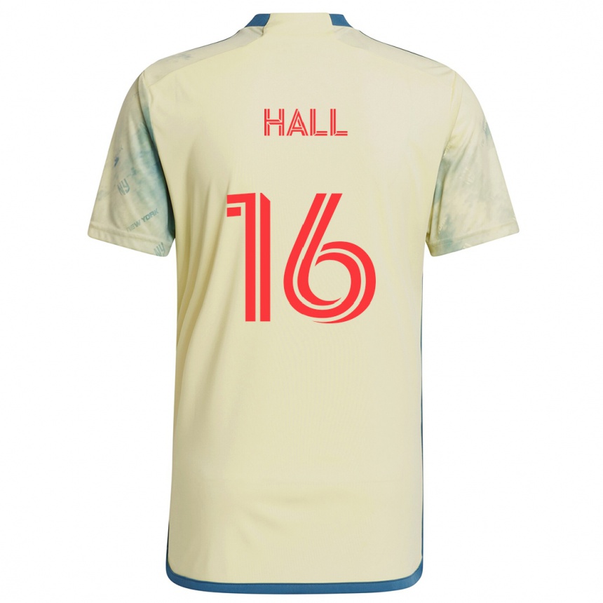 Vaikiškas Julian Hall #16 Geltona Raudona Mėlyna Namų Marškinėliai 2024/25 T-Shirt