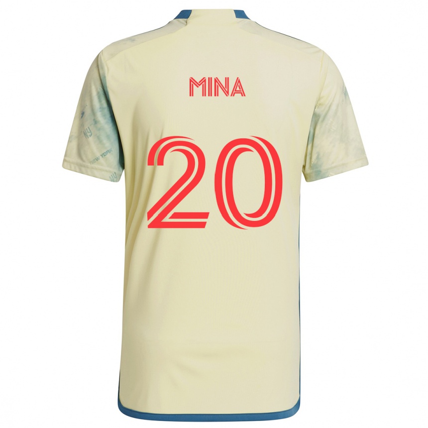 Vaikiškas Juan Mina #20 Geltona Raudona Mėlyna Namų Marškinėliai 2024/25 T-Shirt