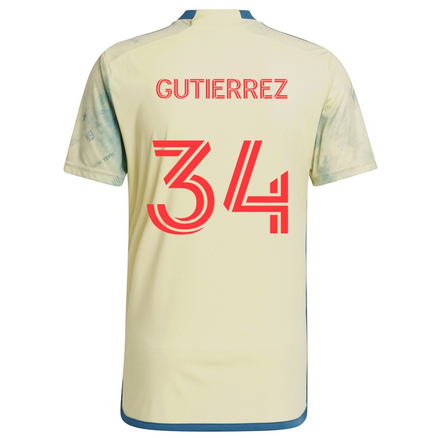 Vaikiškas Juan Gutierrez #34 Geltona Raudona Mėlyna Namų Marškinėliai 2024/25 T-Shirt