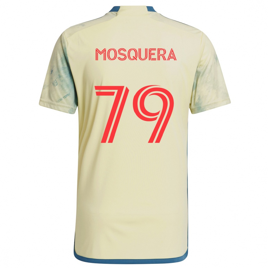 Vaikiškas Rafael Mosquera #79 Geltona Raudona Mėlyna Namų Marškinėliai 2024/25 T-Shirt