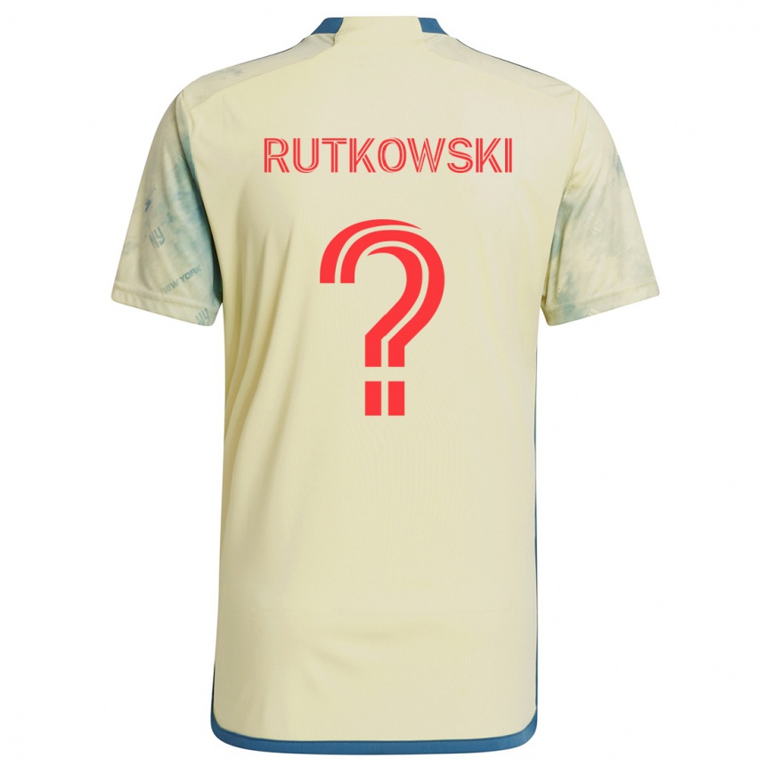 Vaikiškas Alan Rutkowski #0 Geltona Raudona Mėlyna Namų Marškinėliai 2024/25 T-Shirt