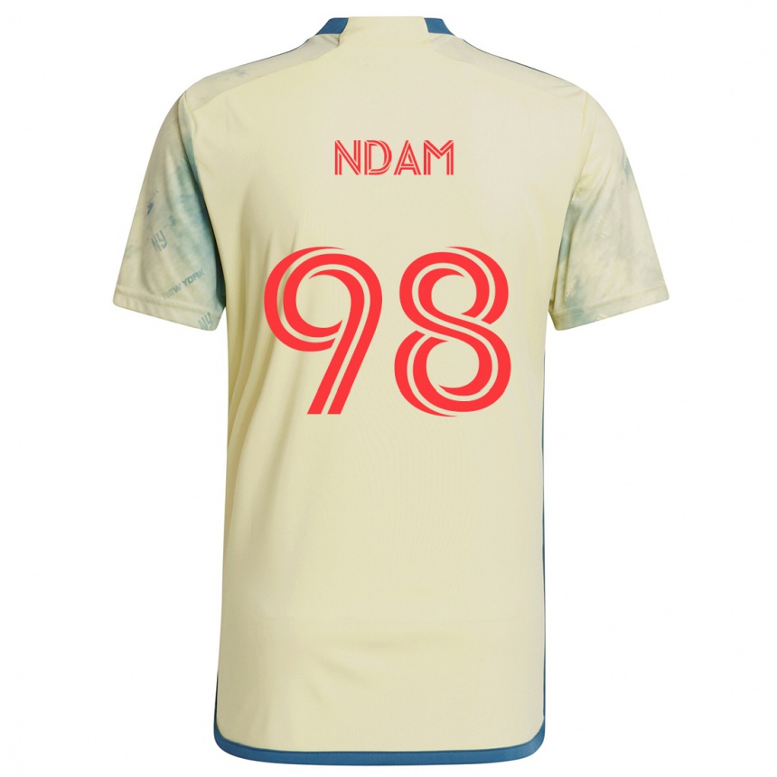 Vaikiškas Hassan Ndam #98 Geltona Raudona Mėlyna Namų Marškinėliai 2024/25 T-Shirt