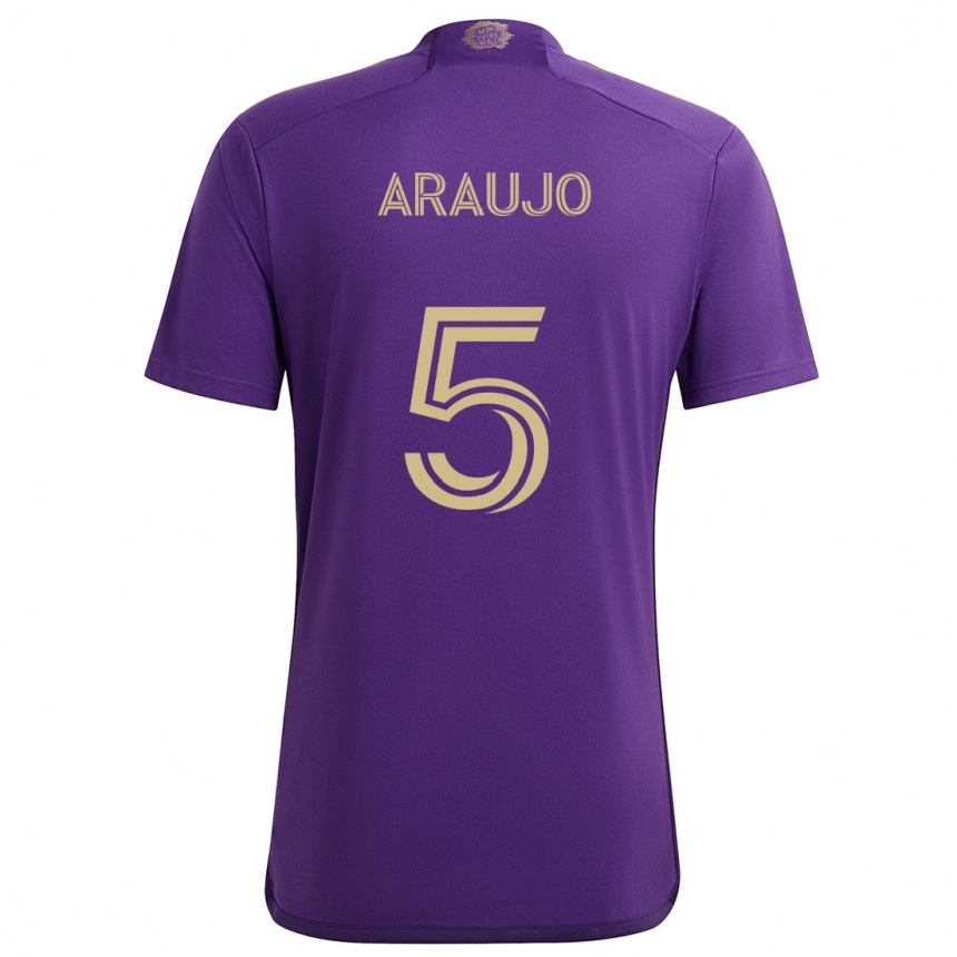 Vaikiškas César Araújo #5 Violetinė Geltona Namų Marškinėliai 2024/25 T-Shirt