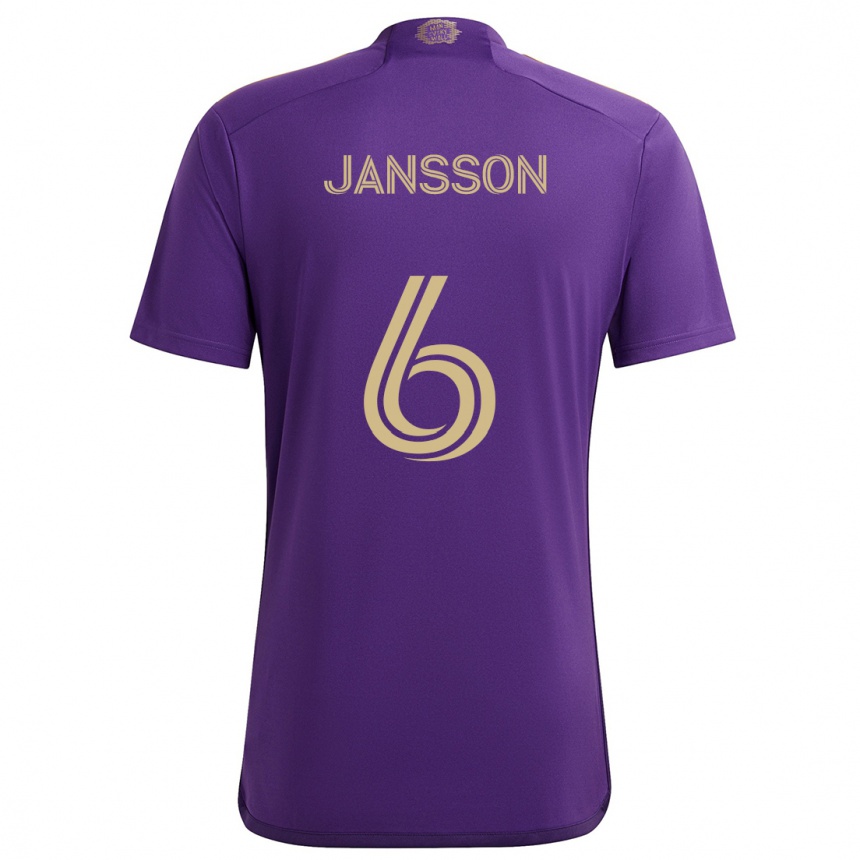 Vaikiškas Robin Jansson #6 Violetinė Geltona Namų Marškinėliai 2024/25 T-Shirt