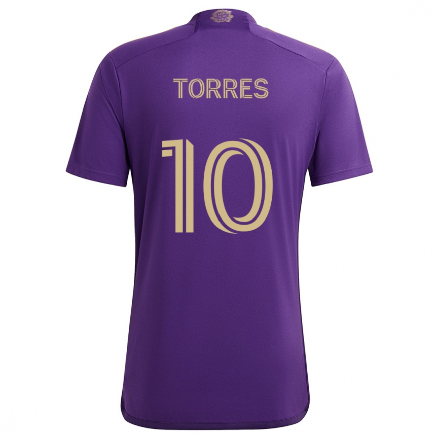 Vaikiškas Facundo Torres #10 Violetinė Geltona Namų Marškinėliai 2024/25 T-Shirt