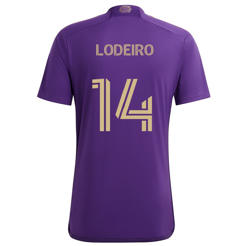 Vaikiškas Nicolás Lodeiro #14 Violetinė Geltona Namų Marškinėliai 2024/25 T-Shirt