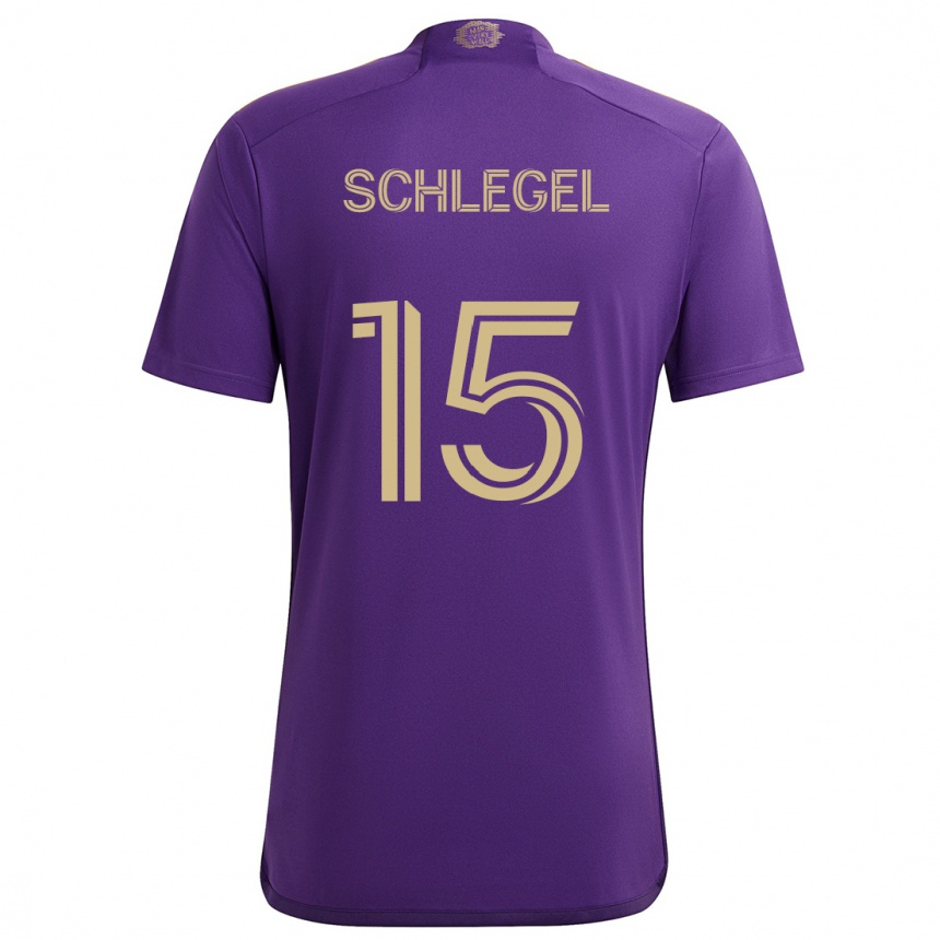 Vaikiškas Rodrigo Schlegel #15 Violetinė Geltona Namų Marškinėliai 2024/25 T-Shirt