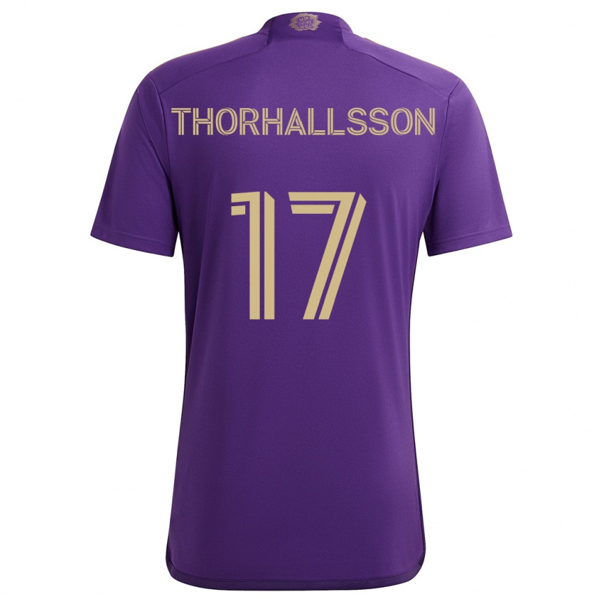 Vaikiškas Dagur Dan Thórhallsson #17 Violetinė Geltona Namų Marškinėliai 2024/25 T-Shirt