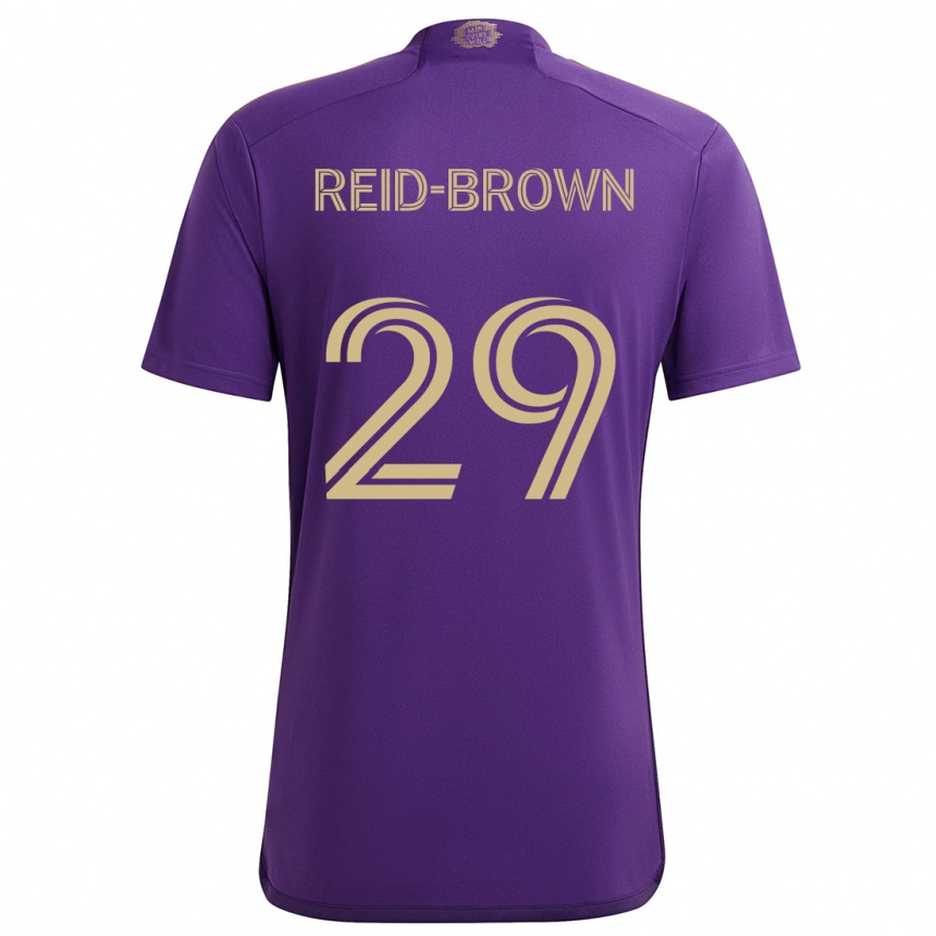 Vaikiškas Tahir Reid-Brown #29 Violetinė Geltona Namų Marškinėliai 2024/25 T-Shirt