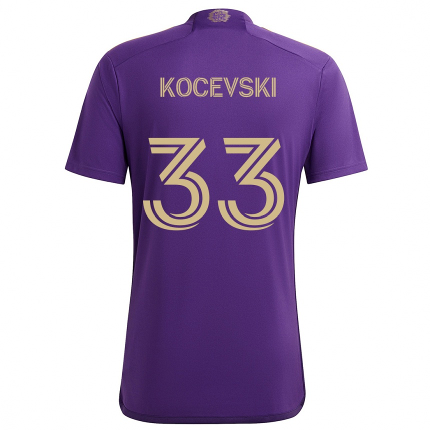 Vaikiškas Jeorgio Kocevski #33 Violetinė Geltona Namų Marškinėliai 2024/25 T-Shirt