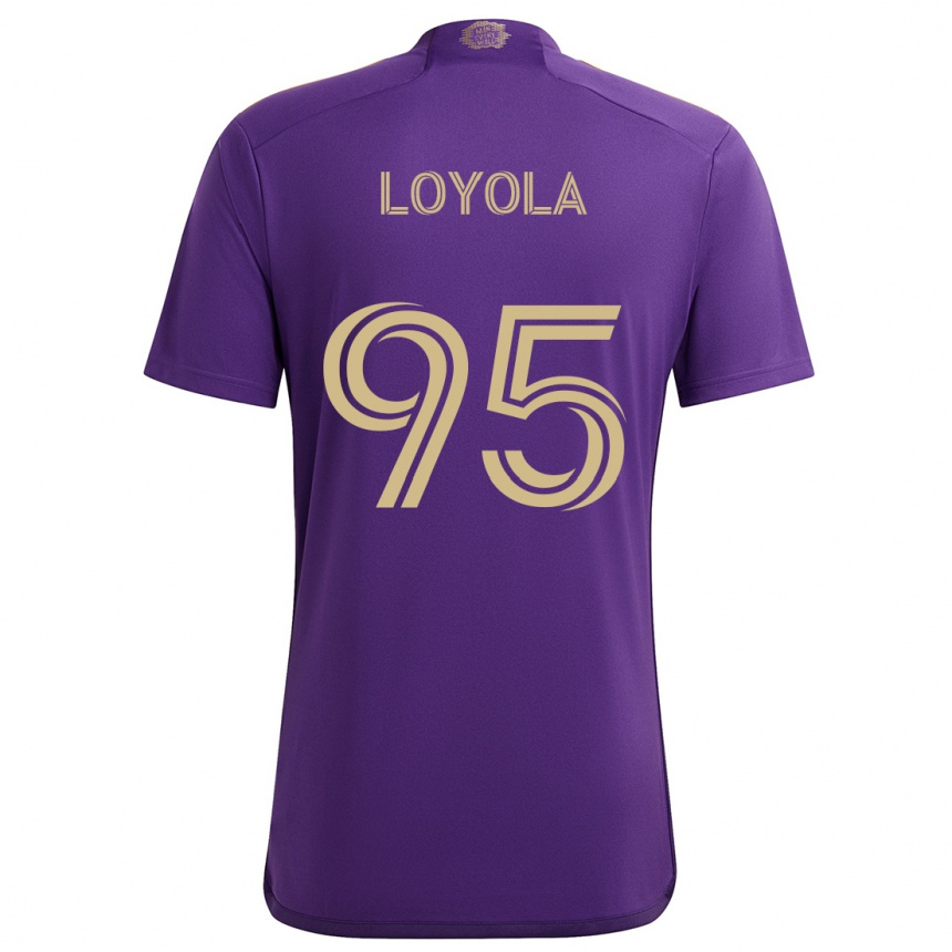 Vaikiškas Favian Loyola #95 Violetinė Geltona Namų Marškinėliai 2024/25 T-Shirt