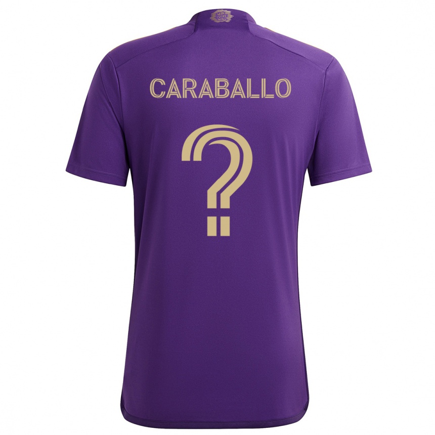 Vaikiškas Gustavo Caraballo #0 Violetinė Geltona Namų Marškinėliai 2024/25 T-Shirt