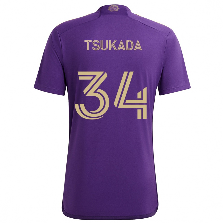 Vaikiškas Yutaro Tsukada #34 Violetinė Geltona Namų Marškinėliai 2024/25 T-Shirt