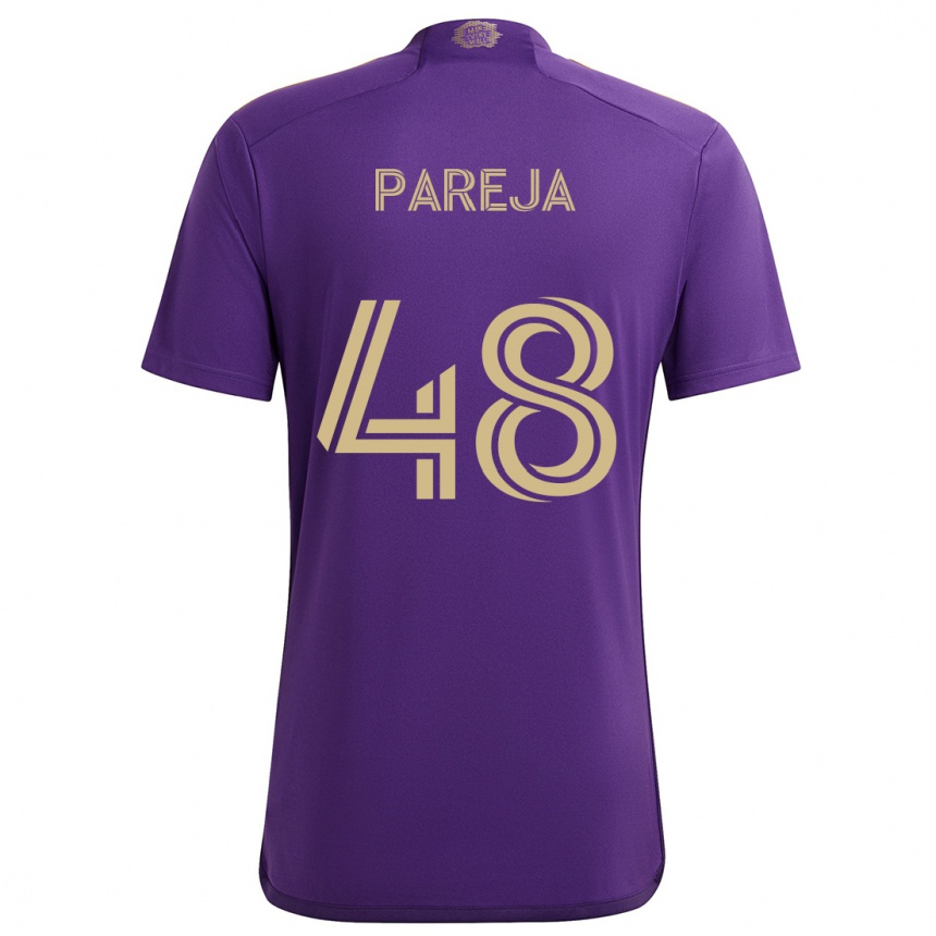 Vaikiškas Diego Pareja #48 Violetinė Geltona Namų Marškinėliai 2024/25 T-Shirt