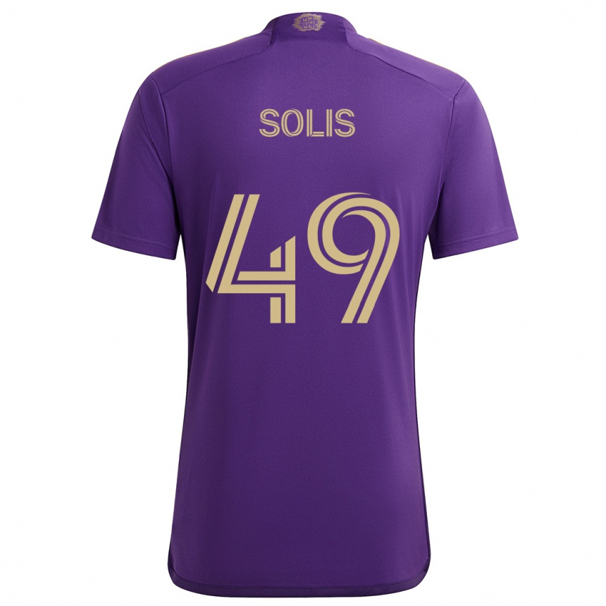 Vaikiškas Jhon Solís #49 Violetinė Geltona Namų Marškinėliai 2024/25 T-Shirt