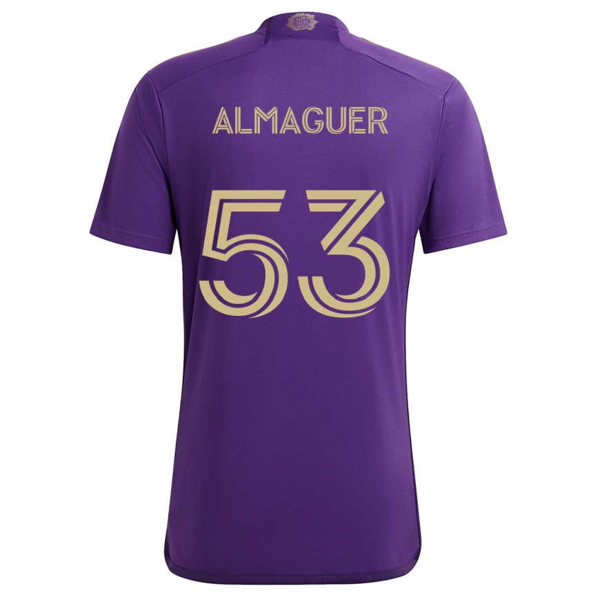 Vaikiškas Jorge Almaguer #53 Violetinė Geltona Namų Marškinėliai 2024/25 T-Shirt