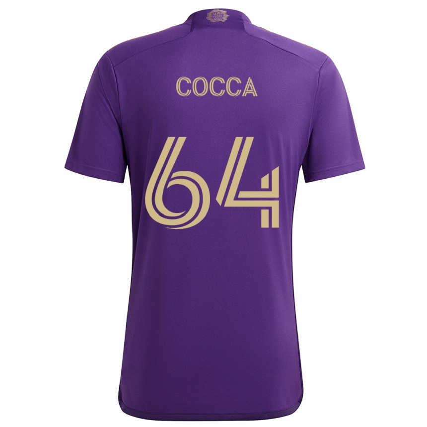 Vaikiškas Manuel Cocca #64 Violetinė Geltona Namų Marškinėliai 2024/25 T-Shirt