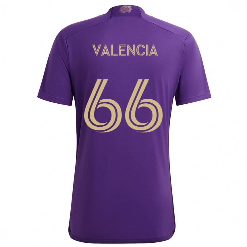 Vaikiškas Yeiler Valencia #66 Violetinė Geltona Namų Marškinėliai 2024/25 T-Shirt