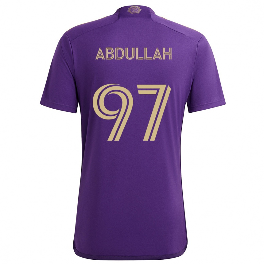 Vaikiškas Majed Abdullah #97 Violetinė Geltona Namų Marškinėliai 2024/25 T-Shirt