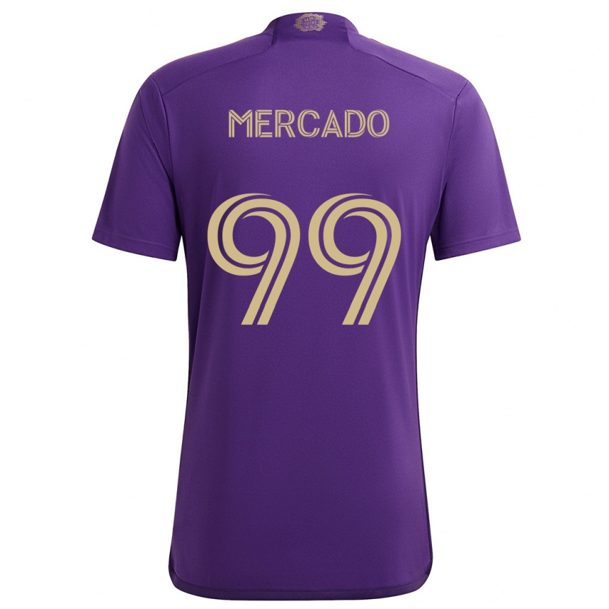 Vaikiškas Carlos Mercado #99 Violetinė Geltona Namų Marškinėliai 2024/25 T-Shirt