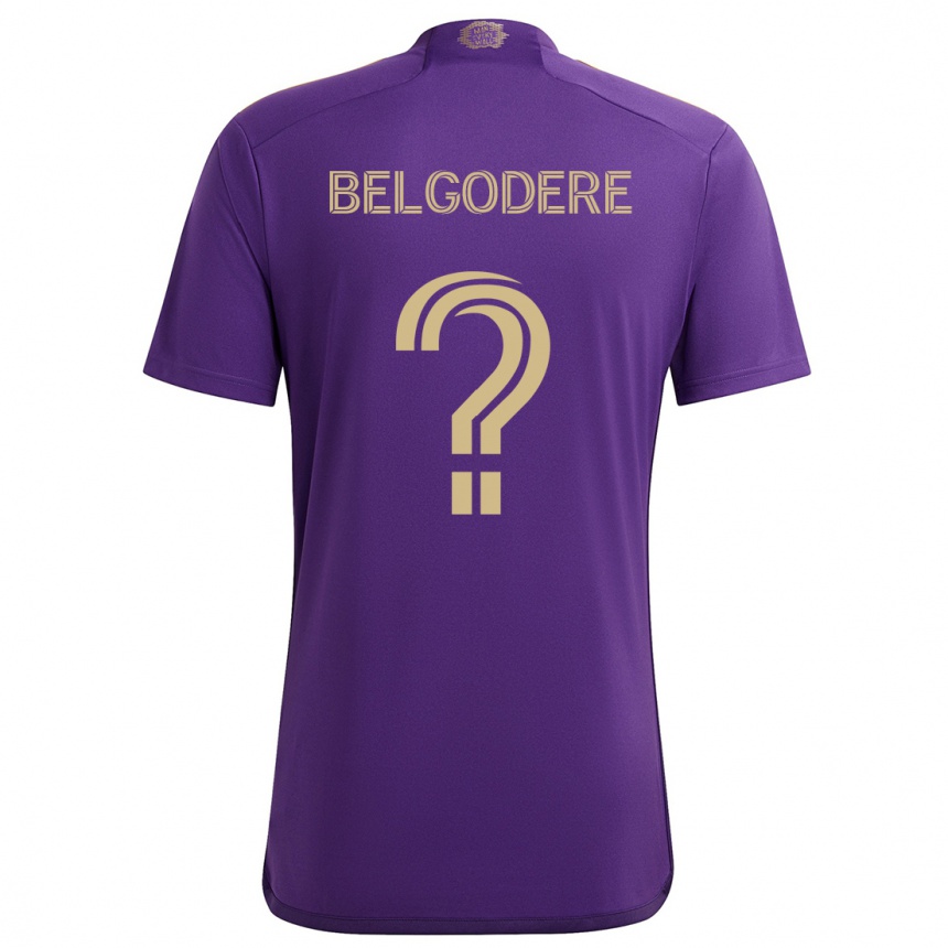 Vaikiškas Matthew Belgodere #0 Violetinė Geltona Namų Marškinėliai 2024/25 T-Shirt