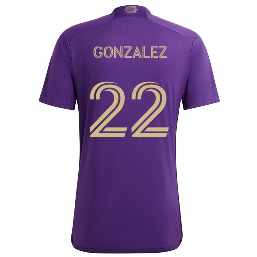 Vaikiškas Gastón González #22 Violetinė Geltona Namų Marškinėliai 2024/25 T-Shirt