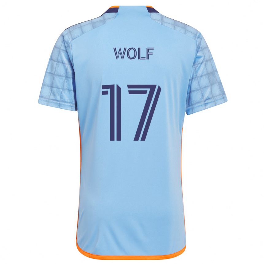 Vaikiškas Hannes Wolf #17 Mėlyna Oranžinė Namų Marškinėliai 2024/25 T-Shirt