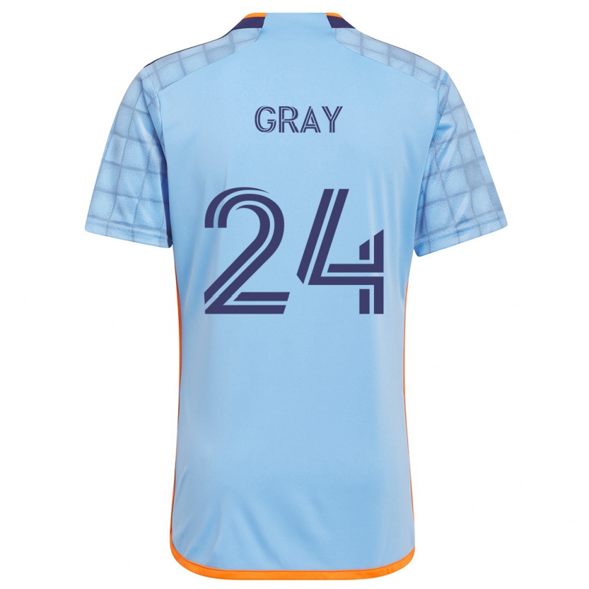 Vaikiškas Tayvon Gray #24 Mėlyna Oranžinė Namų Marškinėliai 2024/25 T-Shirt