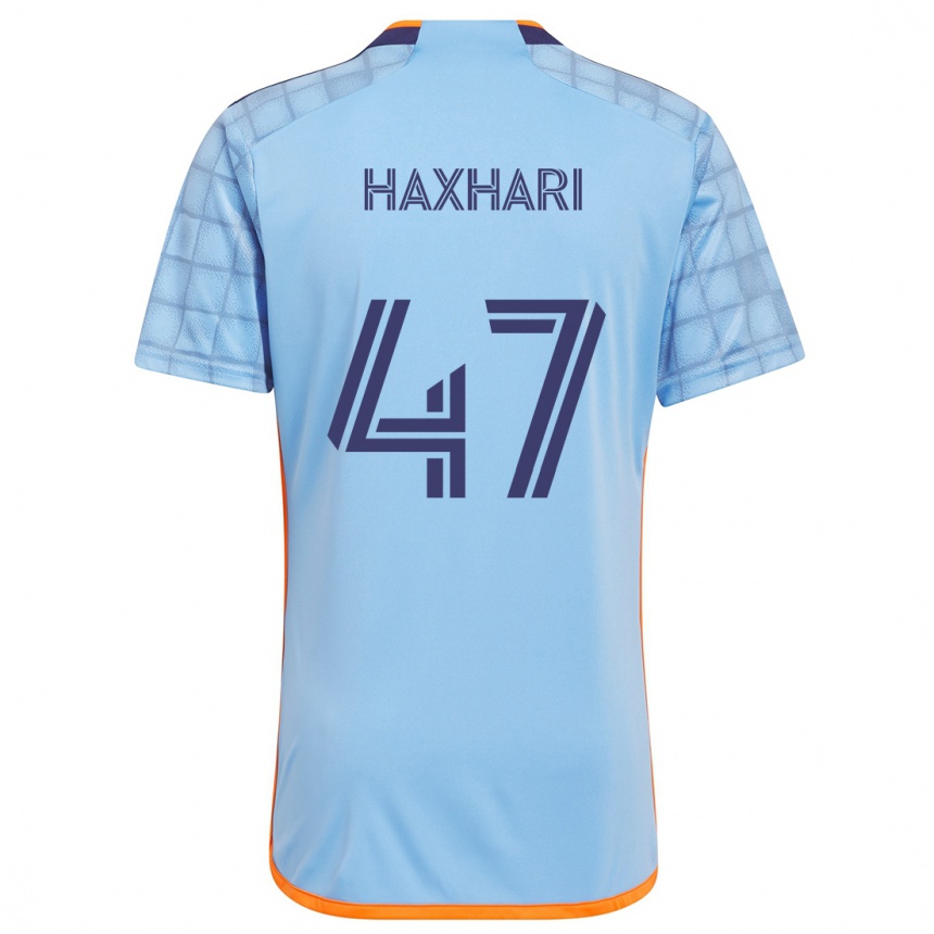 Vaikiškas Klevis Haxhari #47 Mėlyna Oranžinė Namų Marškinėliai 2024/25 T-Shirt