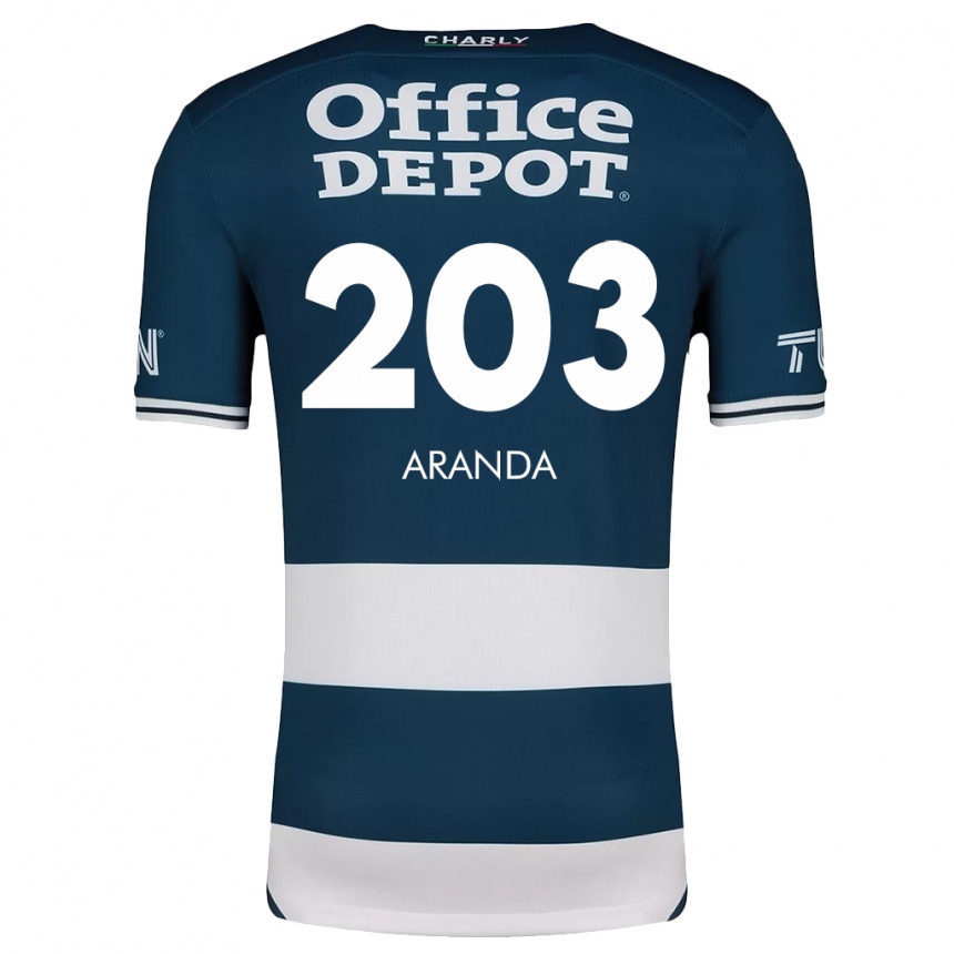 Vaikiškas Juan Aranda #203 Mėlyna Balta Namų Marškinėliai 2024/25 T-Shirt