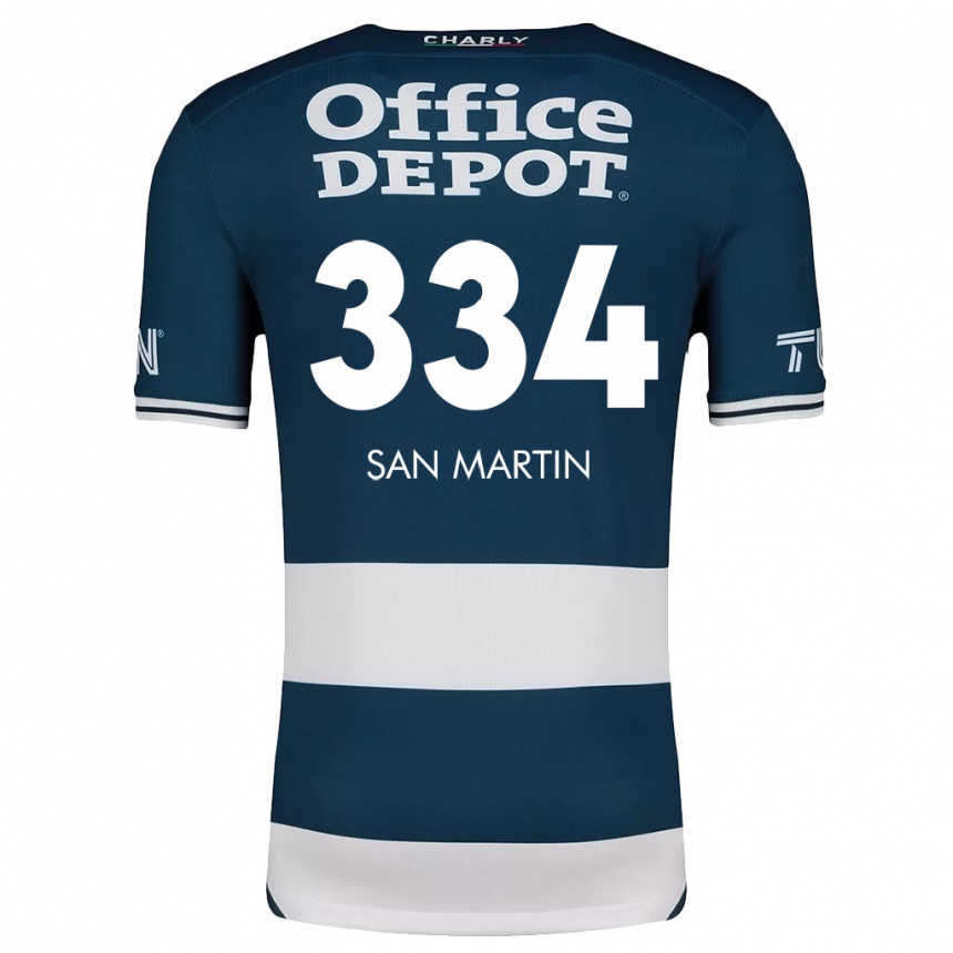 Vaikiškas Uziel San Martín #334 Mėlyna Balta Namų Marškinėliai 2024/25 T-Shirt