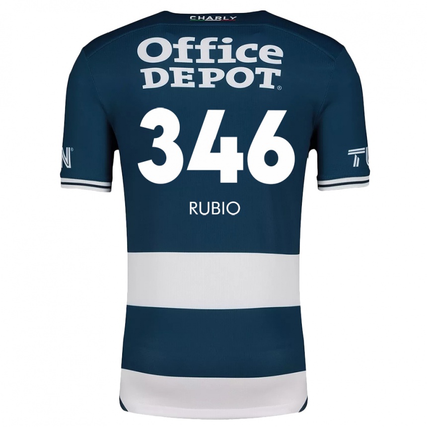 Vaikiškas Mateo Rubio #346 Mėlyna Balta Namų Marškinėliai 2024/25 T-Shirt