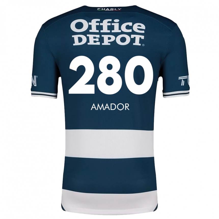 Vaikiškas Santiago Amador #280 Mėlyna Balta Namų Marškinėliai 2024/25 T-Shirt