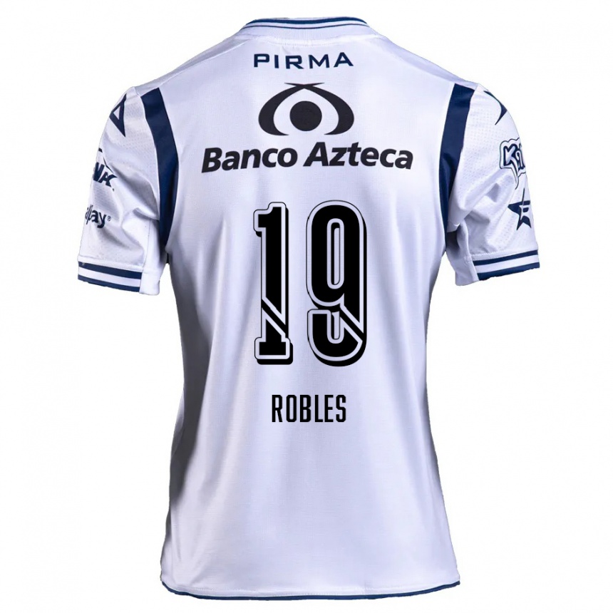 Vaikiškas Ángel Robles #19 Balta Tamsiai Mėlyna Namų Marškinėliai 2024/25 T-Shirt