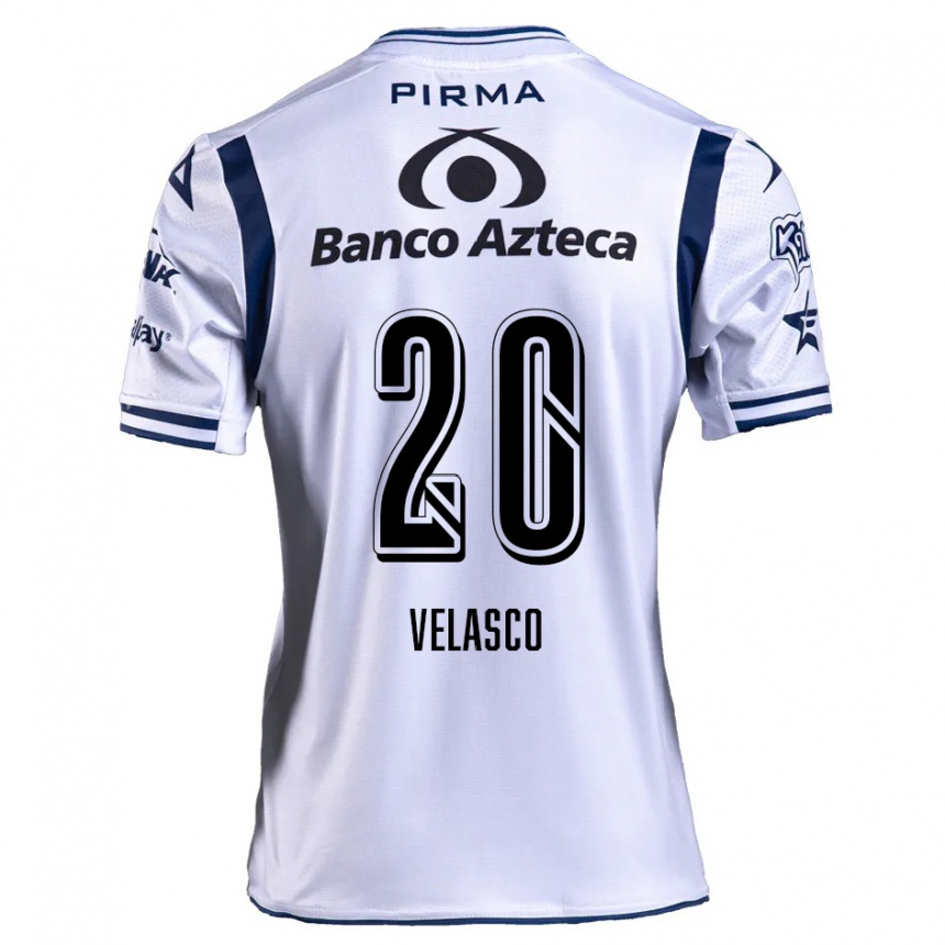 Vaikiškas Kevin Velasco #20 Balta Tamsiai Mėlyna Namų Marškinėliai 2024/25 T-Shirt