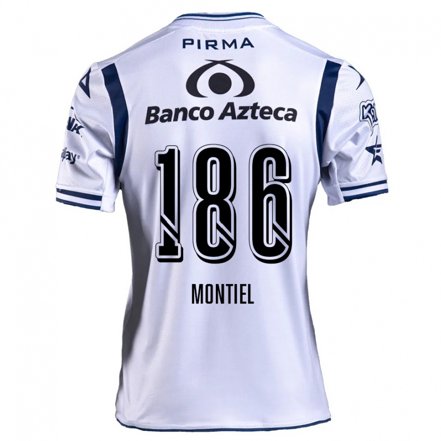 Vaikiškas Santiago Montiel #186 Balta Tamsiai Mėlyna Namų Marškinėliai 2024/25 T-Shirt