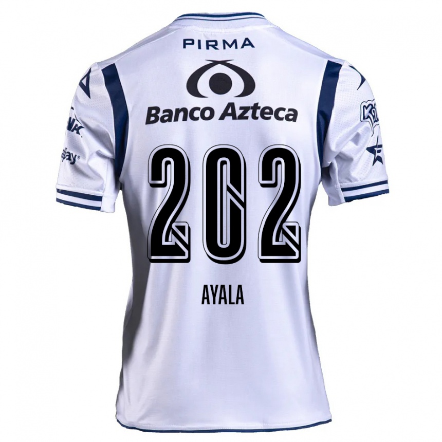 Vaikiškas Diego Ayala #202 Balta Tamsiai Mėlyna Namų Marškinėliai 2024/25 T-Shirt