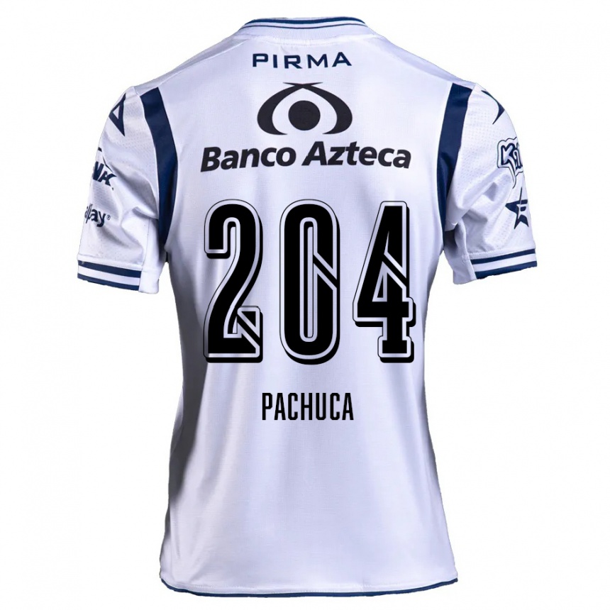 Vaikiškas José Pachuca #204 Balta Tamsiai Mėlyna Namų Marškinėliai 2024/25 T-Shirt